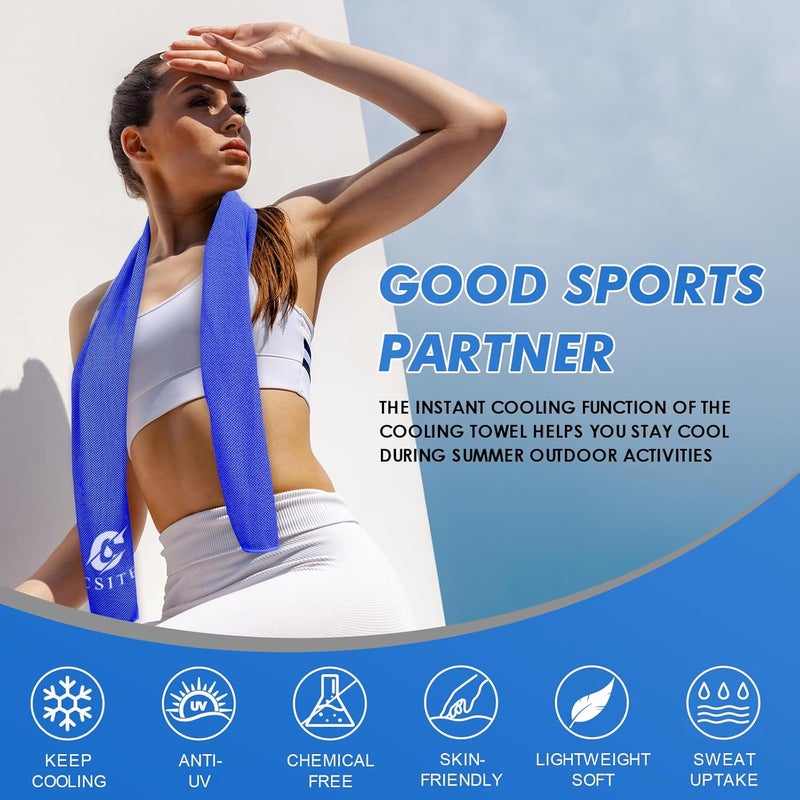 CASITE 4 Pack Cooling Towels (47"x12") for Neck and Face, Ice Towel for Hot Weather, Soft Breathable Chilly Gym Towels, Microfiber Towel for Work Out, Yoga, Running, Camping & More Activities - Image 5